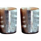 BUDDHA4ALL Set of 2 Ox Horn Whisky Tot glass Nip VIKING Shot Glass 4 inch
