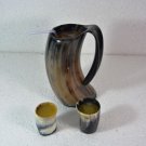 Handmade Real Horn Viking Bar Mug With 2 Shots Horn Mug From Natural Material