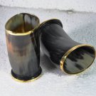 Set of 2 Ceremonial 6" viking drinking horn mug with brass capacity of 200 ml.