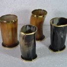 Set of 4 Ceremonial 6" viking drinking horn mug with brass capacity of 200 ml.