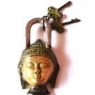 Padlock 5.5" Functional Antique Brass Buddha  with Two Keys.