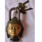 Padlock 5.5" Functional Antique Brass Buddha  with Two Keys.