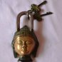 Padlock 5.5" Functional Antique Brass Buddha  with Two Keys.