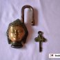 Padlock 5.5" Functional Antique Brass Buddha  with Two Keys.