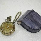 Antique Maritime Clock Hand Made Stylist  Pocket Watch With Leather Case