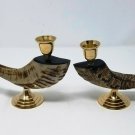 Horn Candle Holder Brass Mounted RAM Horn Candle Holders Measurements Set of 2