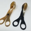 Handcrafted Horn Salad Server Ergonomic Scissors Shape Buffet Tongs Set Of 2