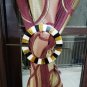 Decorative Handmade Round Poly-resin Golden Wooden Curtain Tieback Set of 2