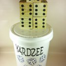 Yardzee oversize dice game outside play with score card bucket