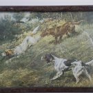 Vintage print hunting dogs with frame man cave decor