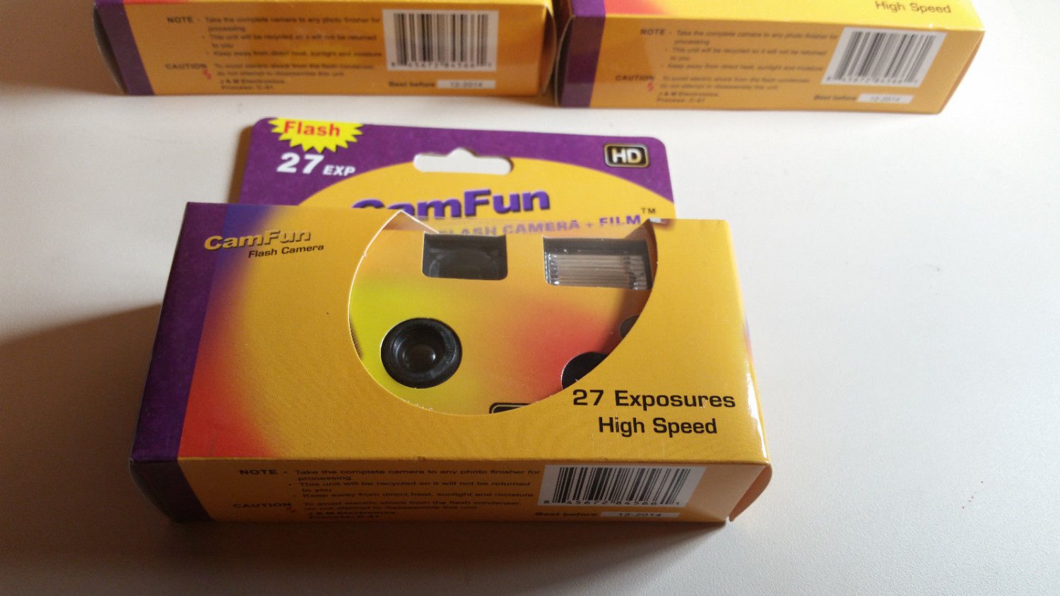 Disposable camera lot CamFun 5 pieces 27 exposures expired Dec 2014