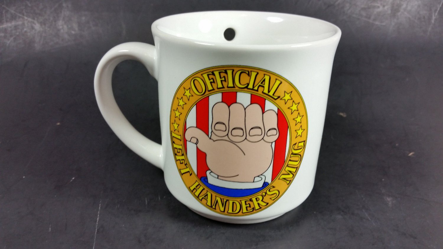 Official left handers cup coffee mug trick novelty