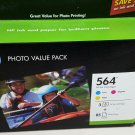 HP 564 Cyan Magenta Yellow Original Genuine Ink Cartridges & 85 4x6 Photo Paper