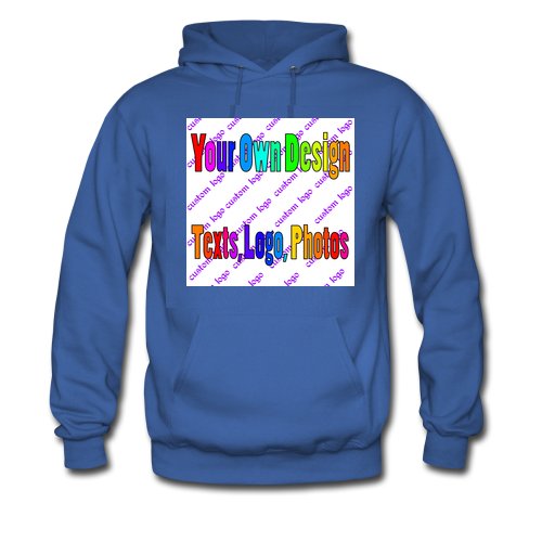 Customize your own design/text/logo Blue Hoodie Sweatshirt S M L XL 2XL