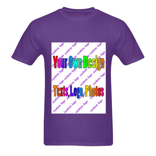 Customize Your Own Design/Text/Logo Custom Blue Violet Gildan T-Shirt S-XXL