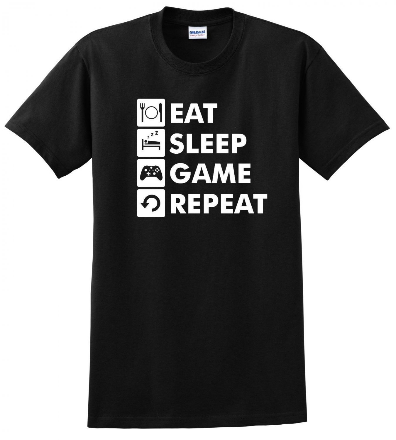 New Eat Sleep Game Repeat Funny Gamer Nerd Geek Gift GraphicCustom Gildan S-XXL
