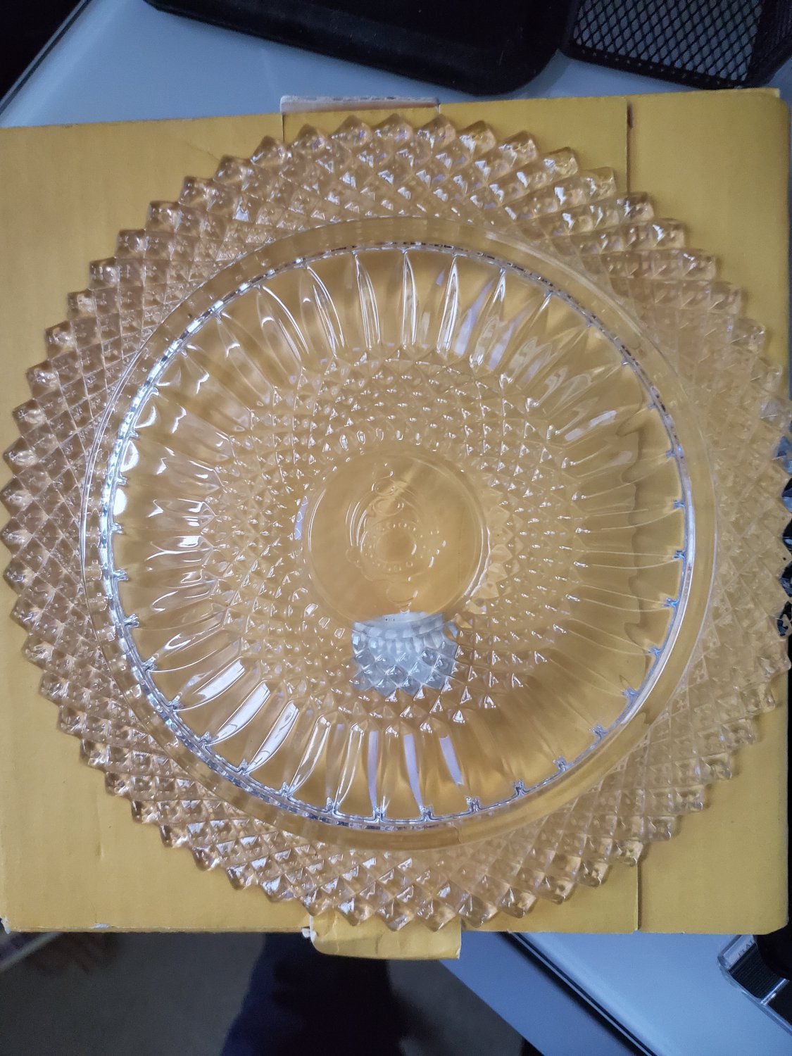 Fostoria American Lead Crystal Plates AVON Diamond Point 8” Set Of 2