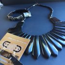 Vintage Tribal Fan Bib Necklace Brown Bone Ethnic African Boho Style #707