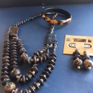 Bone Beaded ethnic tribal Necklace Set  with Matching earrings #725