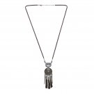 Boho Gypsy Handmade Round Pendant Fabric Tassel Dual Color Long Necklace Girls