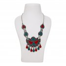 Afghani Boho Broad Long Chain Pendant Silver Oxidised Double Colour Necklace Set