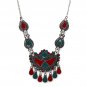 Afghani Boho Broad Long Chain Pendant Silver Oxidised Double Colour Necklace Set