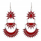 Red Floral Ethnic Boho Tribal Fashion Vintage Hook Long Earrings Dangles Women