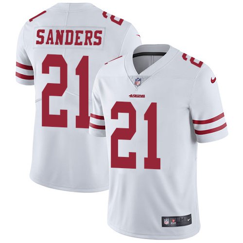 49ers #21 Deion Sanders White Men's Stitched Limited Jersey