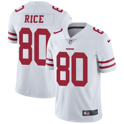 49ers #80 Jerry Rice White Men's Stitched Limited Jersey