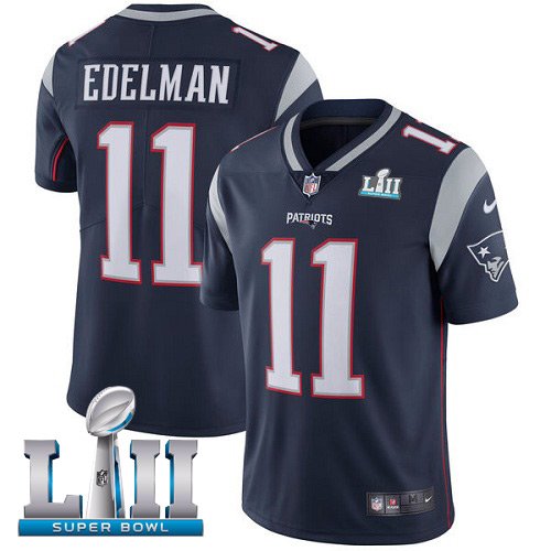 Patriots #11 Julian Edelman Navy Blue SuperBowl Men's Limited Jersey