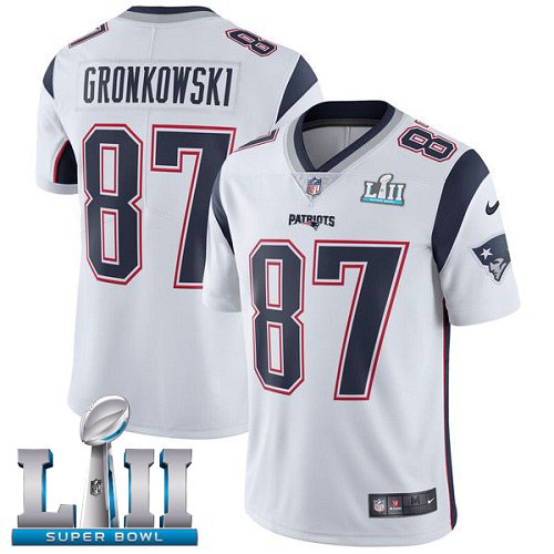 Patriots #87 Rob Gronkowski White SuperBowl Men's Limited Jersey
