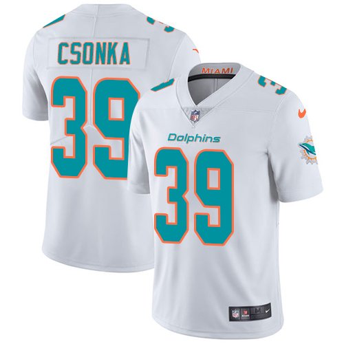 Dolphins #39 Larry Csonka White Men's Stitched Limited Jersey