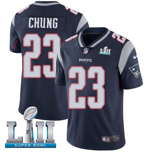 Patriots #23 Patrick Chung Navy Blue SuperBowl Men's Limited Jersey