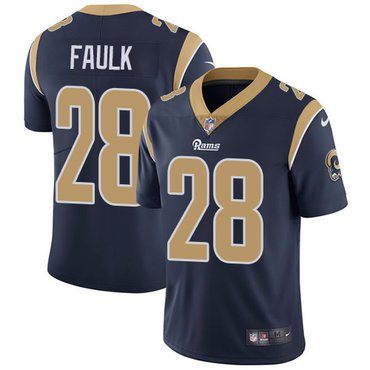 Rams #28 Marshall Faulk Navy Blue Men's Stitched Limited Jersey