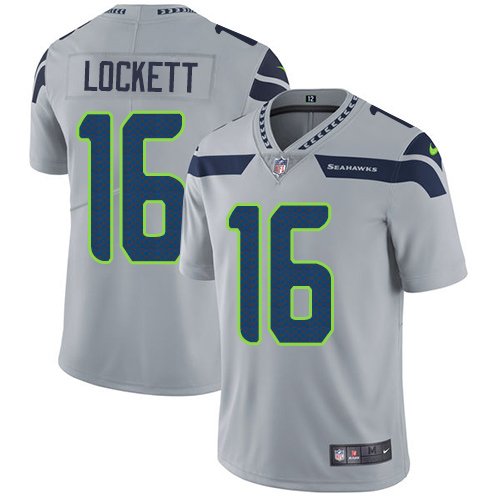 Seahawks #16 Tyler Lockett Grey Men's Stitched Limited Jersey