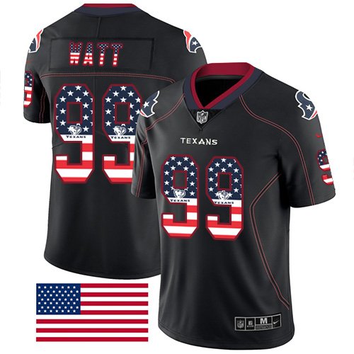 Texans #99 J.J. Watt Black Men's Stitched Limited Rush USA Flag Jersey