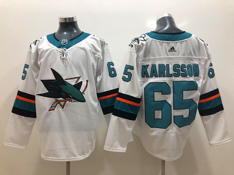Men's San Jose Sharks #65 Erik Karlsson White Stitched Jersey