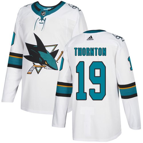 Men's San Jose Sharks #19 Joe Thornton White Stitched Jersey