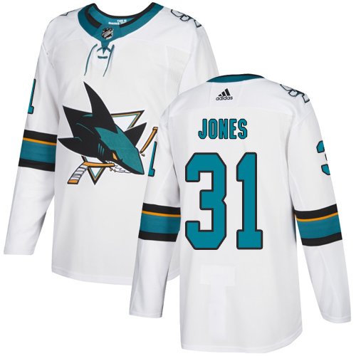 Men's San Jose Sharks #31 Martin Jones White Stitched Jersey