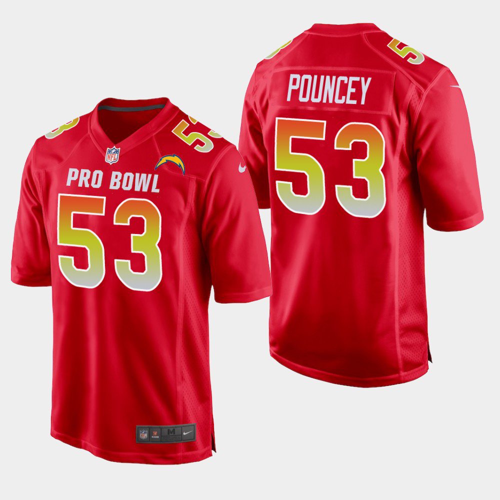 Los Angeles Chargers #53 Mike Pouncey Red AFC 2019 Pro Bowl Game Jersey