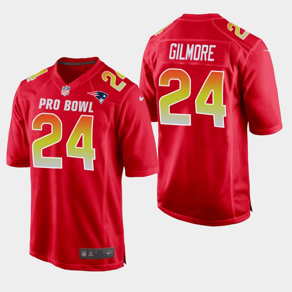 New England Patriots #24 Stephon Gilmore Red AFC 2019 Pro Bowl Game Jersey