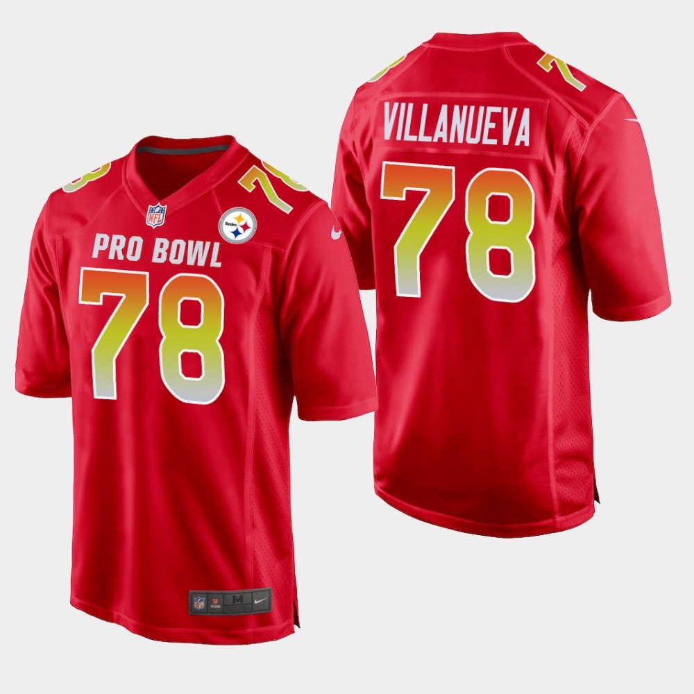 Pittsburgh Steelers #78 Alejandro Villanueva Red AFC 2019 Pro Bowl Game Jersey