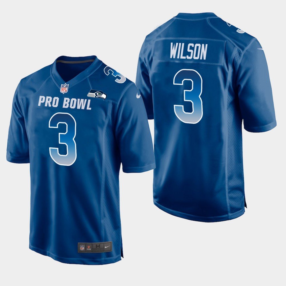 Seattle Seahawks #3 Russell Wilson Blue NFC 2019 Pro Bowl Game Jersey