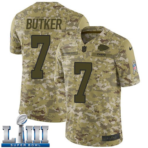 Harrison Butker Men's Camo Stitched Jersey Super Bowl LIII #7 Chiefs