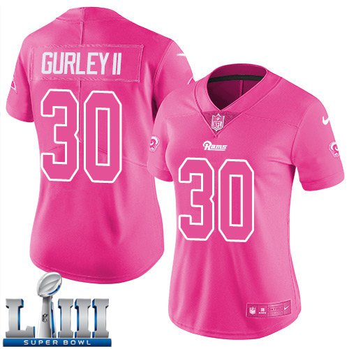 Women's Todd Gurley Rams Pink Stitched Jersey Super Bowl LIII