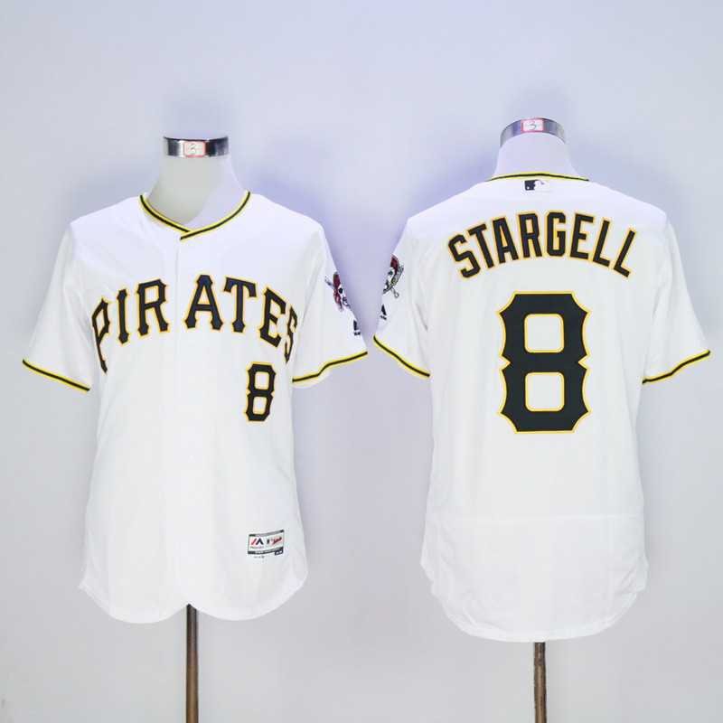 Men's Pirates 8 Willie Stargell White Embroidered Jersey