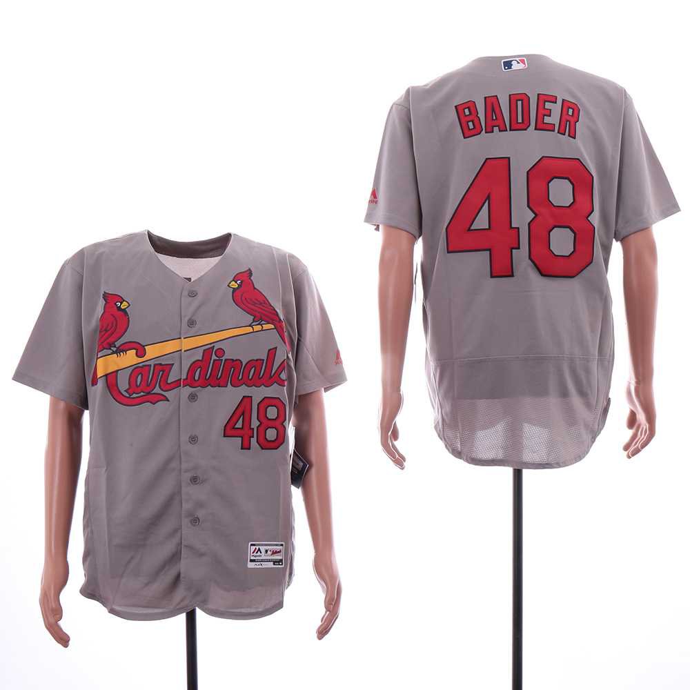 Men's Cardinals 48 Harrison Bader Gray Embroidered Jersey