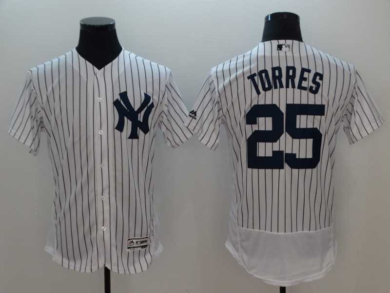 Men's Yankees 25 Gleyber Torres White Embroidered Jersey