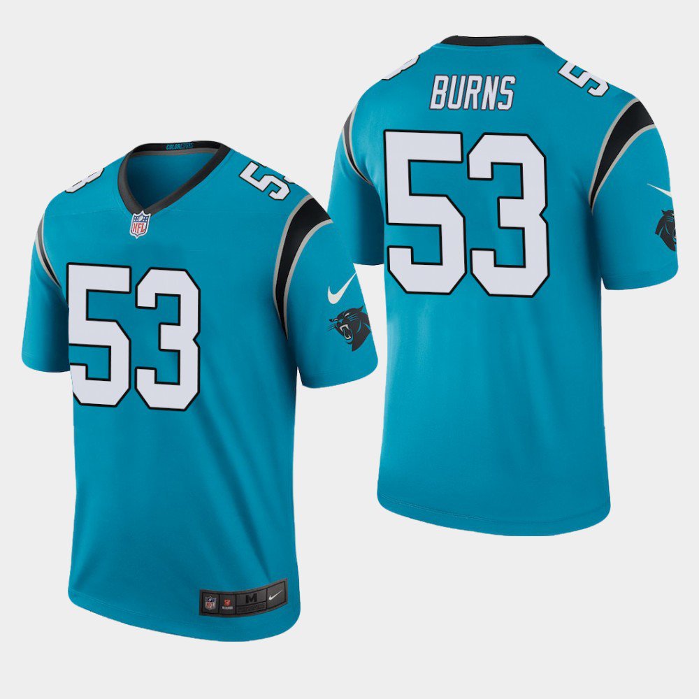 Men's 2019 Carolina Panthers #53 Brian Burns Rush Legend Blue Jersey