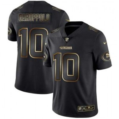 Men's 49ers 10 Jimmy Garoppolo Black Gold Limited Stitched Jersey